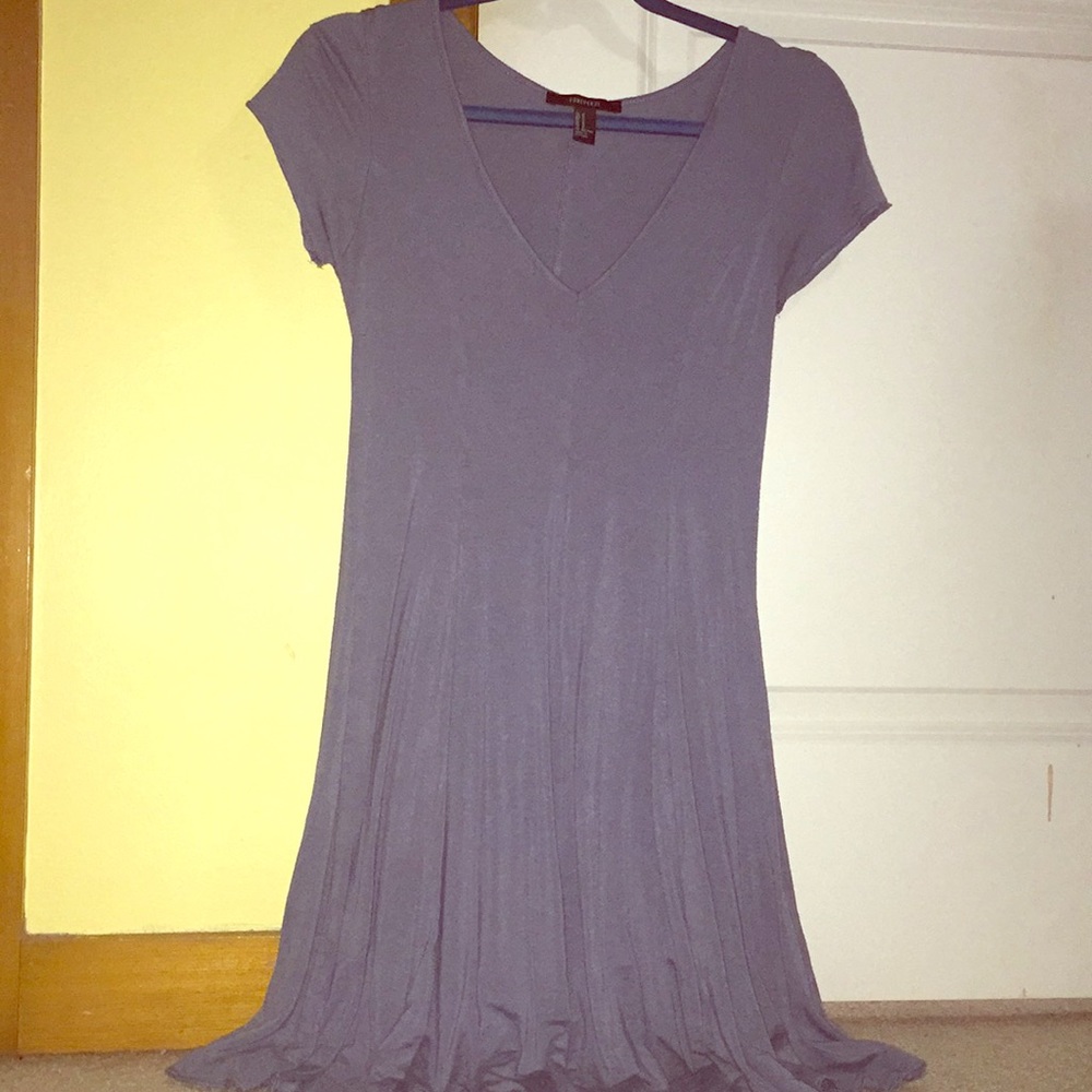 Grey Blue V-neck Dress